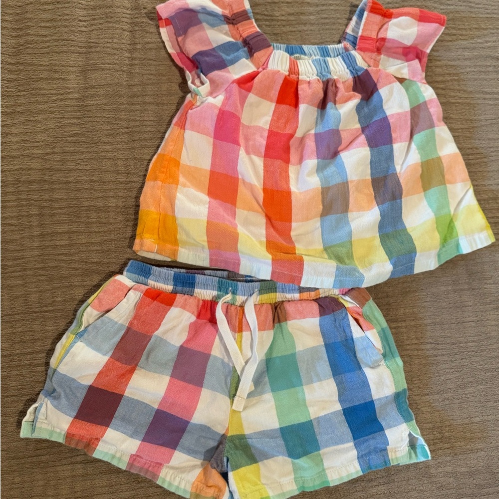 Colorful Plaid Toddler Summer Short Set